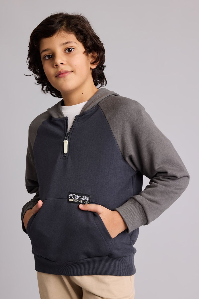 DeFacto Grey Boy Boy Oversize Slogan Printed Hoodie Casual - Image 3